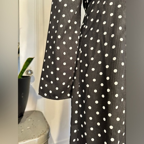 NWT Lulus Charmed and Classy Black Polka Dot Long Sleeve Midi Dress small - Picture 3 of 14